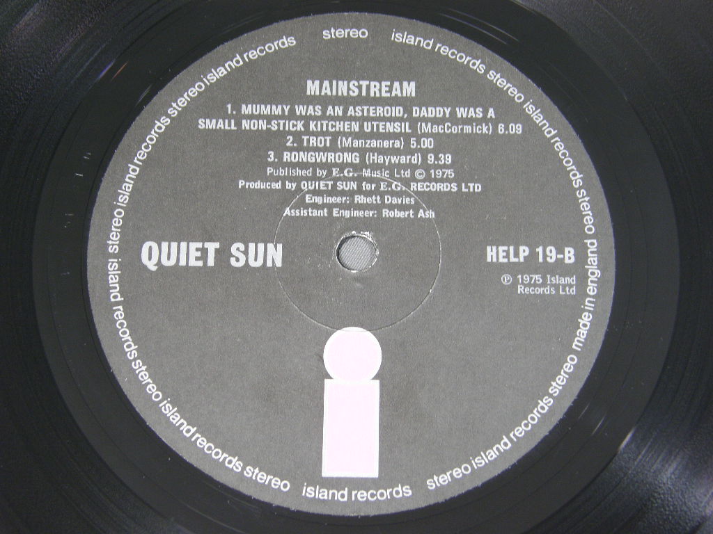 QUIET SUN/MAINSTREAM HELP19アナログレコード 詳細ページ
